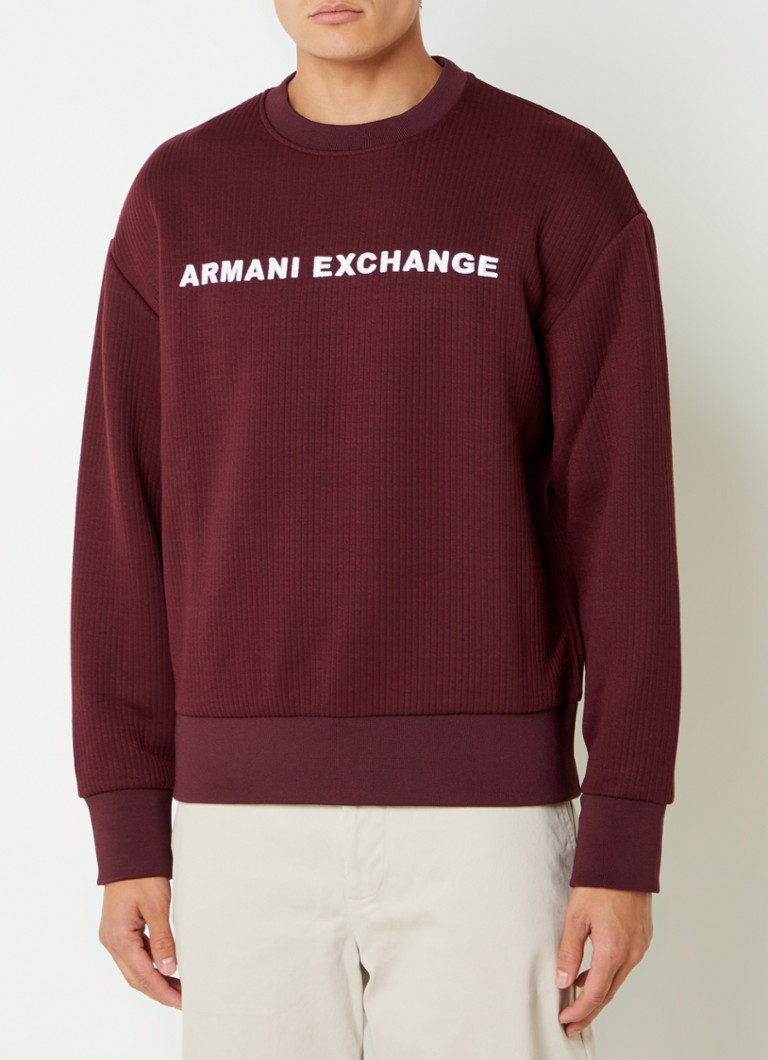 Armani Exchange Sweater met ribstructuur en logoborduring