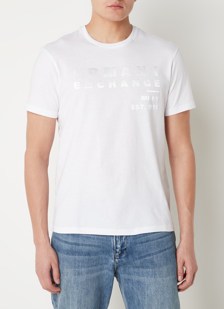 tussen Kakadu Hectare Armani Exchange T-shirt met ronde hals en logoprint • Wit • de Bijenkorf