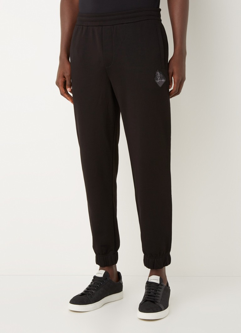 Armani Exchange  - Tapered fit cropped joggingbroek met logo - Zwart