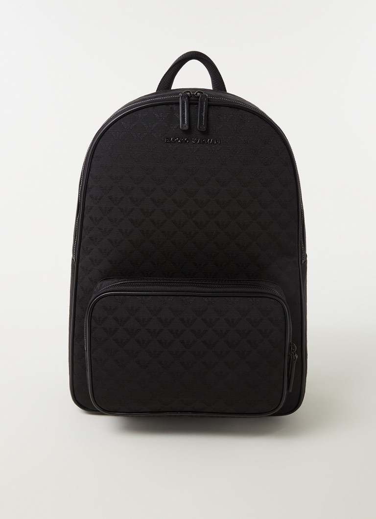 Armani - Rugzak met logoprint en 13 inch laptopvak - Zwart