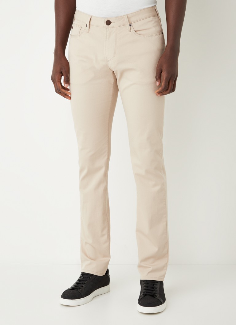 Armani - Slim fit jeans met stretch en gekleurde wassing - Beige