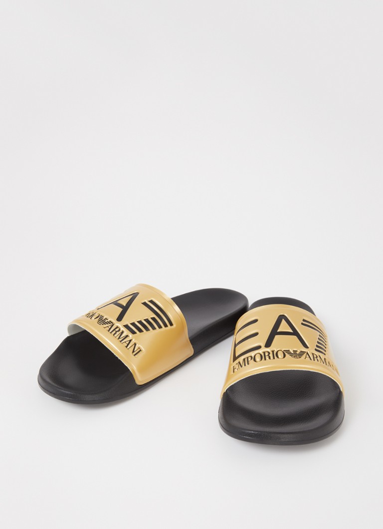 Armani Slipper met logo • Goud • de Bijenkorf
