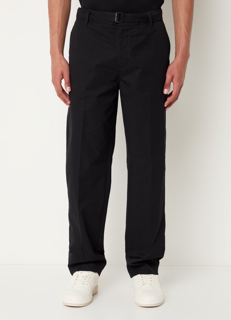 Armani - Straight fit chino met ceintuur en steekzakken - Zwart