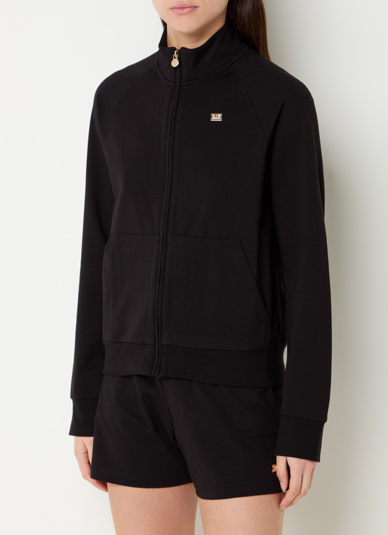 Armani - Sweatvest met opstaande kraag en logo - Zwart