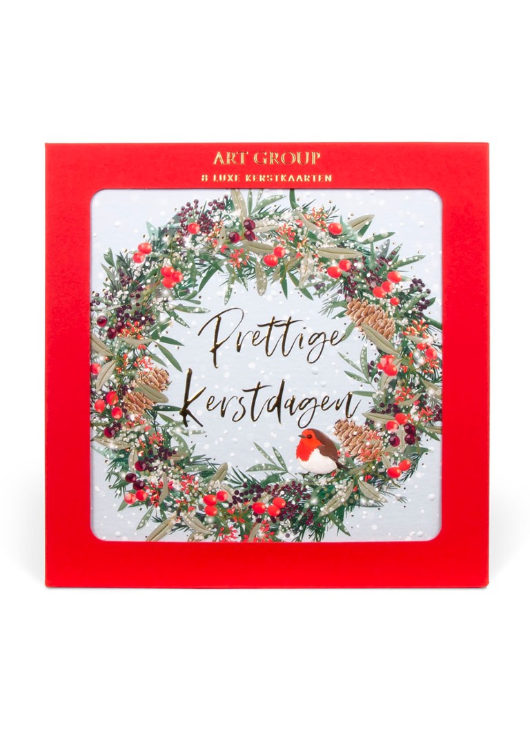Art Group Classic Red Kerstkrans 1 design Kerstkaart met envelop