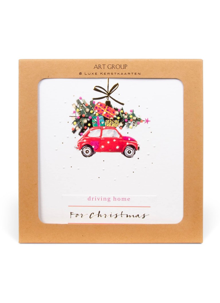 Art Group - Ling Luxe Kerst Driving home - 1 design - Kerstkaart met envelop set van 8 - Wit