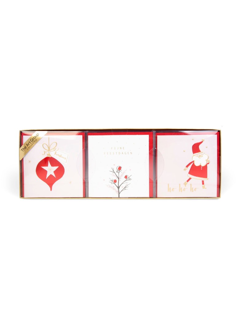 Art Group - Trio Square Rode folie kerst - 3 designs - Kerstkaart met envelop set van 15 - Rood