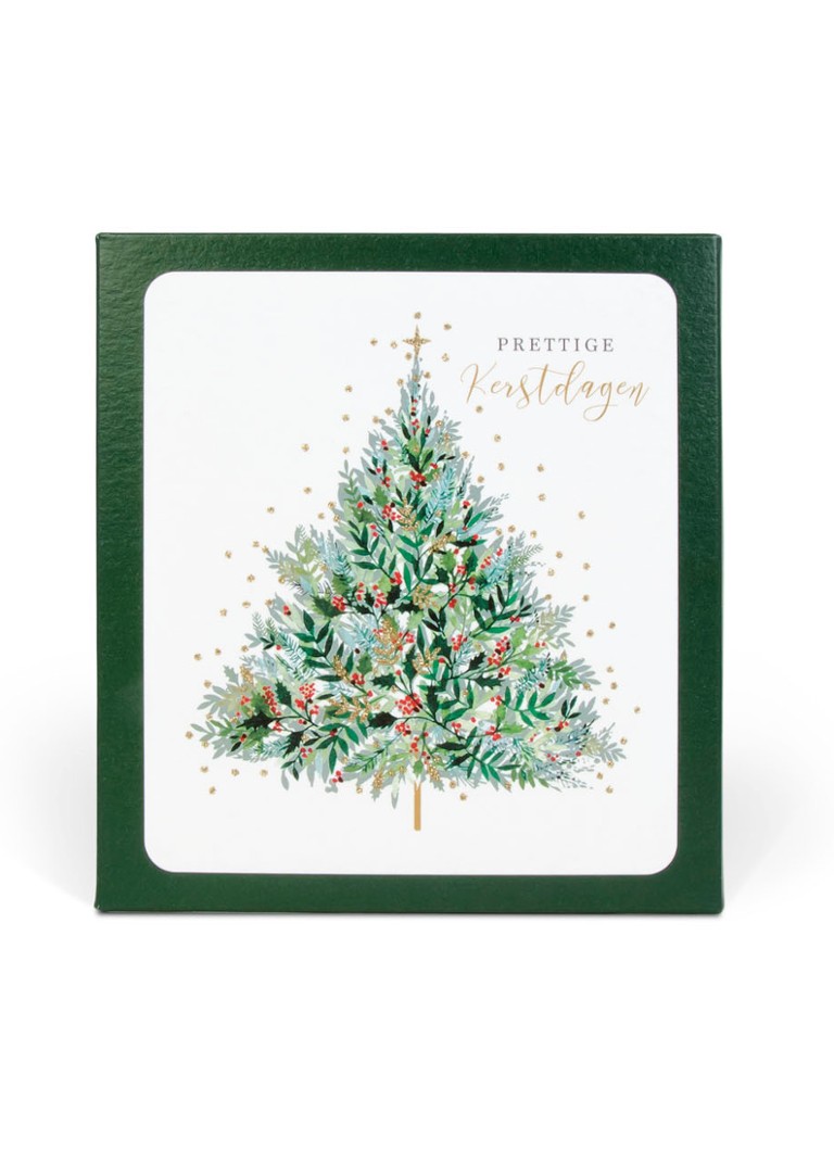 Art Group - Veltique Kerstboom - 1 design - Kerstkaart met envelop set van 8 - Donkergroen