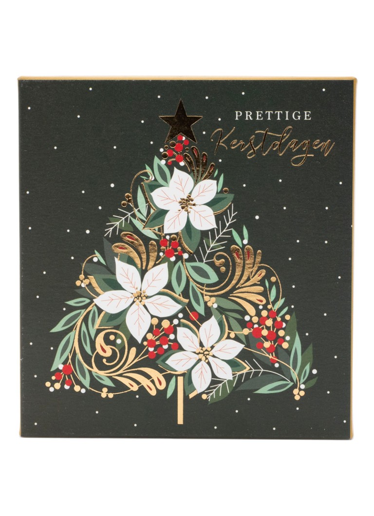 Art Group - Veltique, Kerstboom - 1 design kerstkaart - set van 8 inclusief enveloppen - Donkergroen