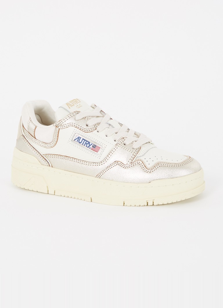 Autry - CLC sneaker van leer met metallic details - Gebroken wit