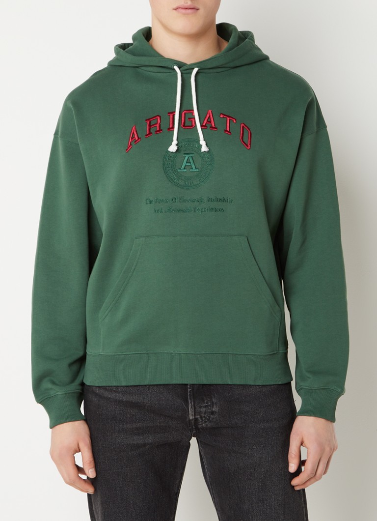 Axel Arigato - University hoodie van biologisch katoen met logoborduring - Donkergroen