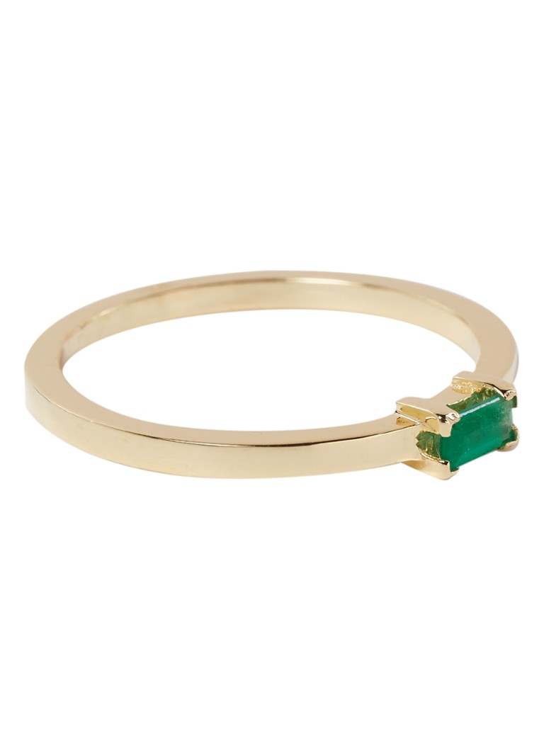 Aynur Abbott - Emerald Baguette ring 8 karaat met smaragd - Geelgoud