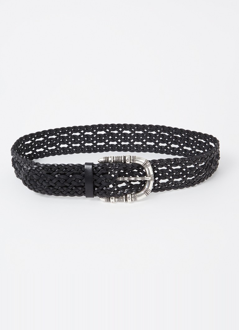 ba&sh - Barbara gevlochten riem van leer - Zwart