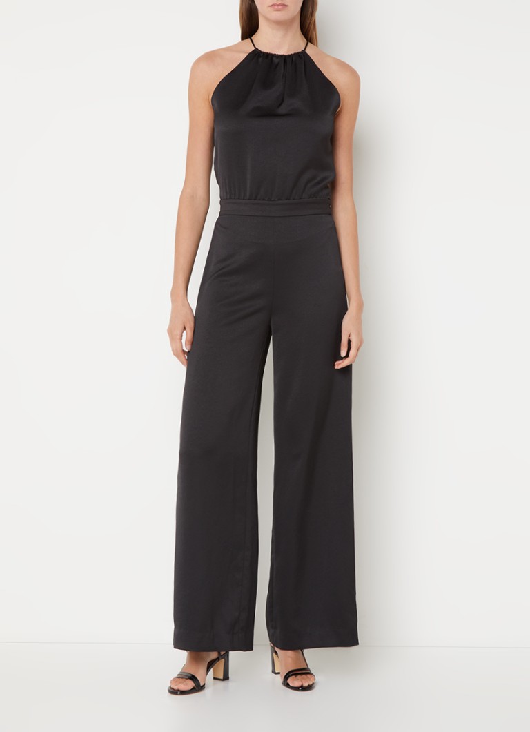 ba&sh - Doudi wide fit jumpsuit met rugdecolleté - Zwart