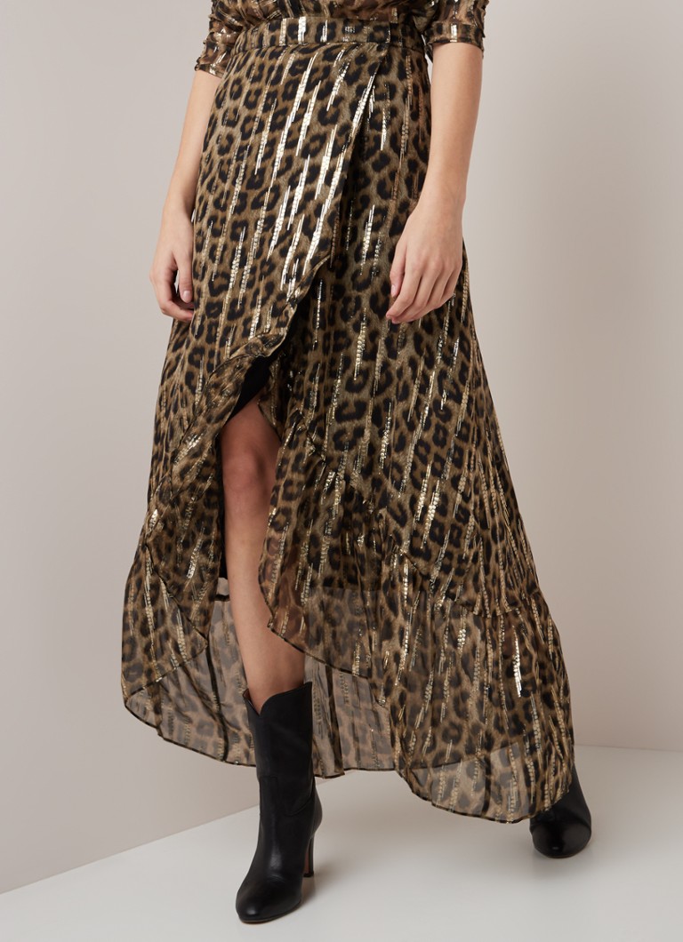 ba&sh - Jalvy maxirok met luipaarddesin en metaaldraad - Bruin