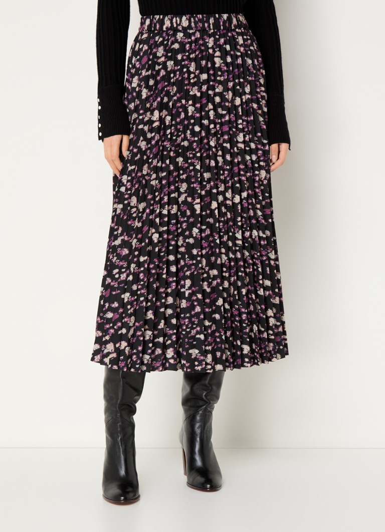 Kate Kasin Halflange rok voor dames, warme herfstrok van elastisch gebreid materiaal met zakken, Bordeaux, M