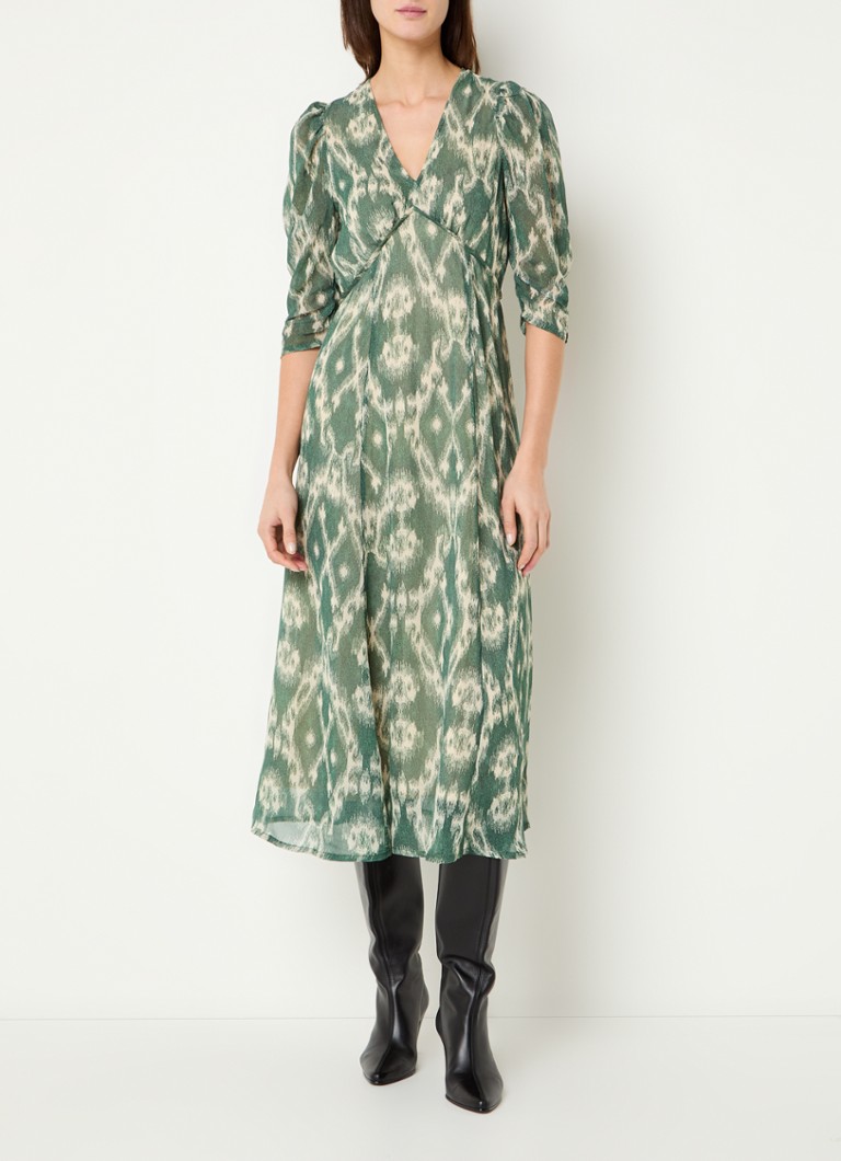 ba&sh - Matsa midi tuniekjurk met grafische print - Olijfgroen