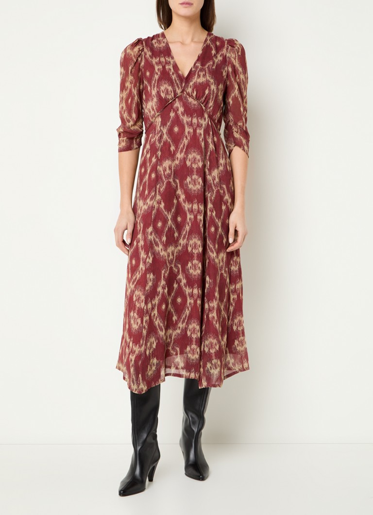 ba&sh - Matsa midi tuniekjurk met grafische print - Steenrood
