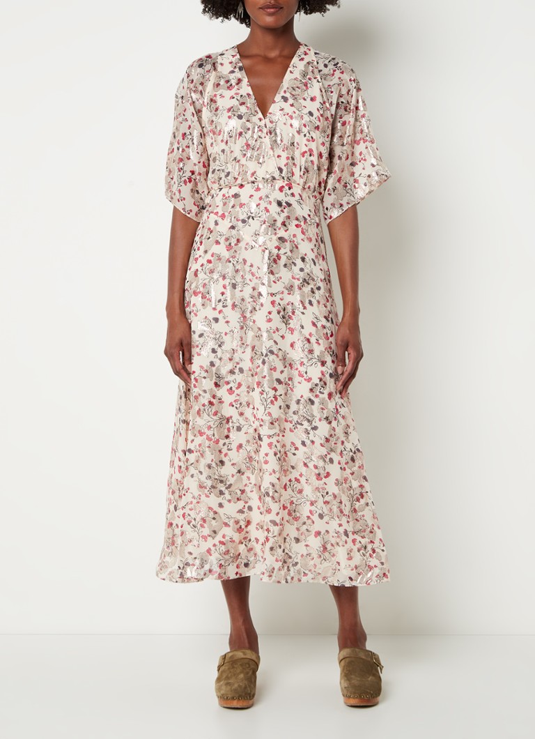 Bau0026sh Robe midi jurk met lurex en strikceintuur • Oudroze • de Bijenkorf bijenkorf jurken sale