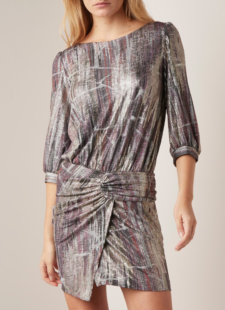 ba&sh - Salina mini-jurk met metallic finish en rugdecolleté - Zilver