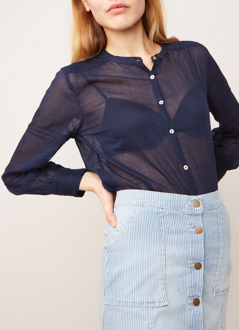ba&sh - Samy semi-transparante blouse met knoopsluiting - Donkerblauw