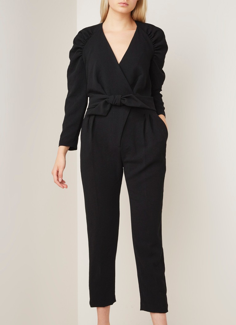 ba&sh - Sherazad jumpsuit van crêpe met strikceintuur en plooidetail - Zwart