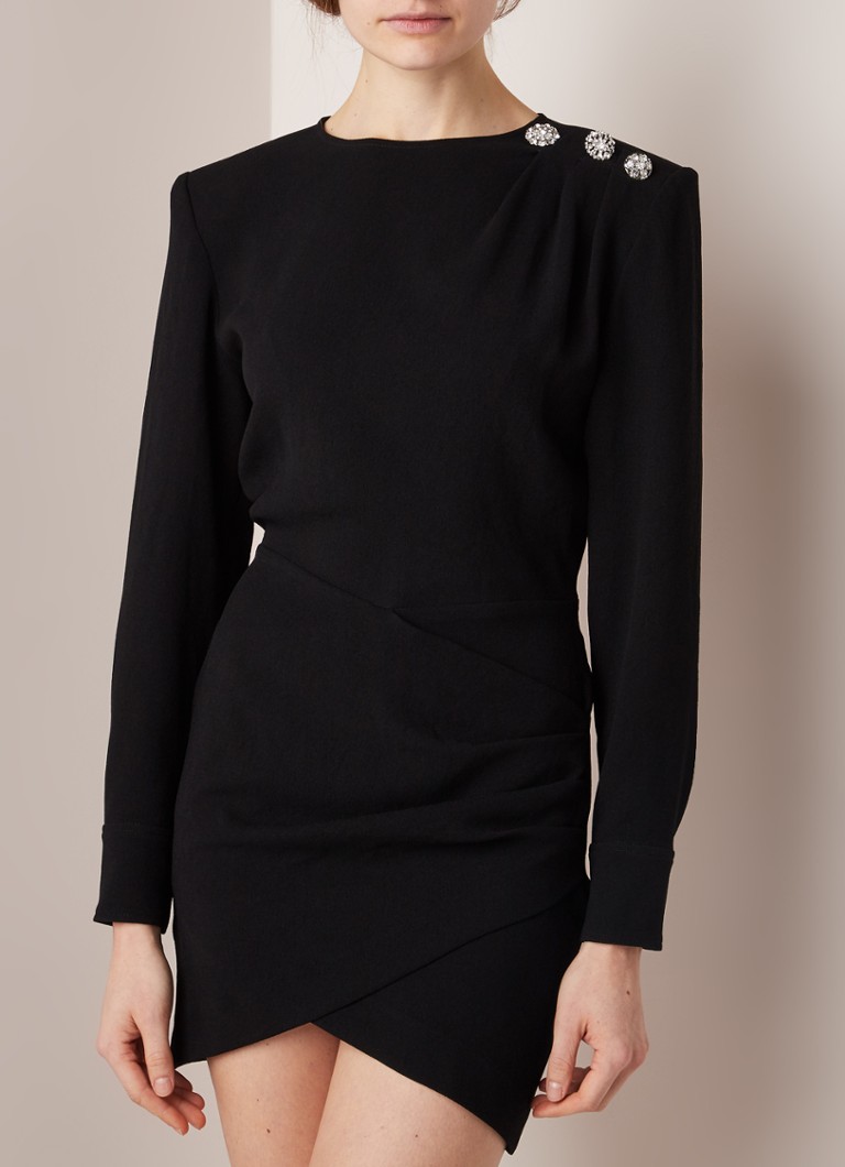 ba&sh - Sloane kokerjurk met schoudervulling en sierknopen - Zwart