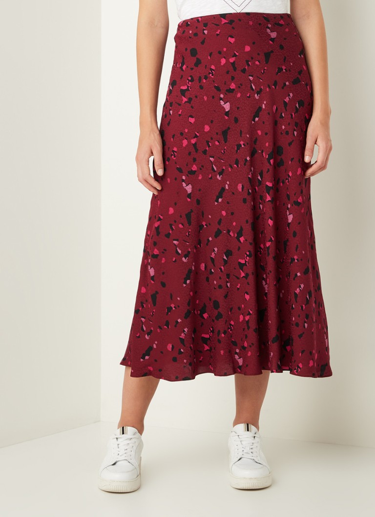 ba&sh Tomy midirok van satijn met print • Bordeaux • de ...