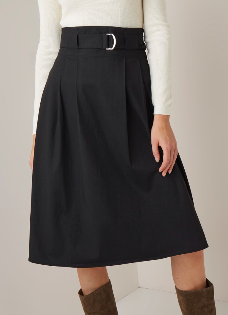 ba&sh - Voile midirok met ceintuur en plooidetail - Zwart