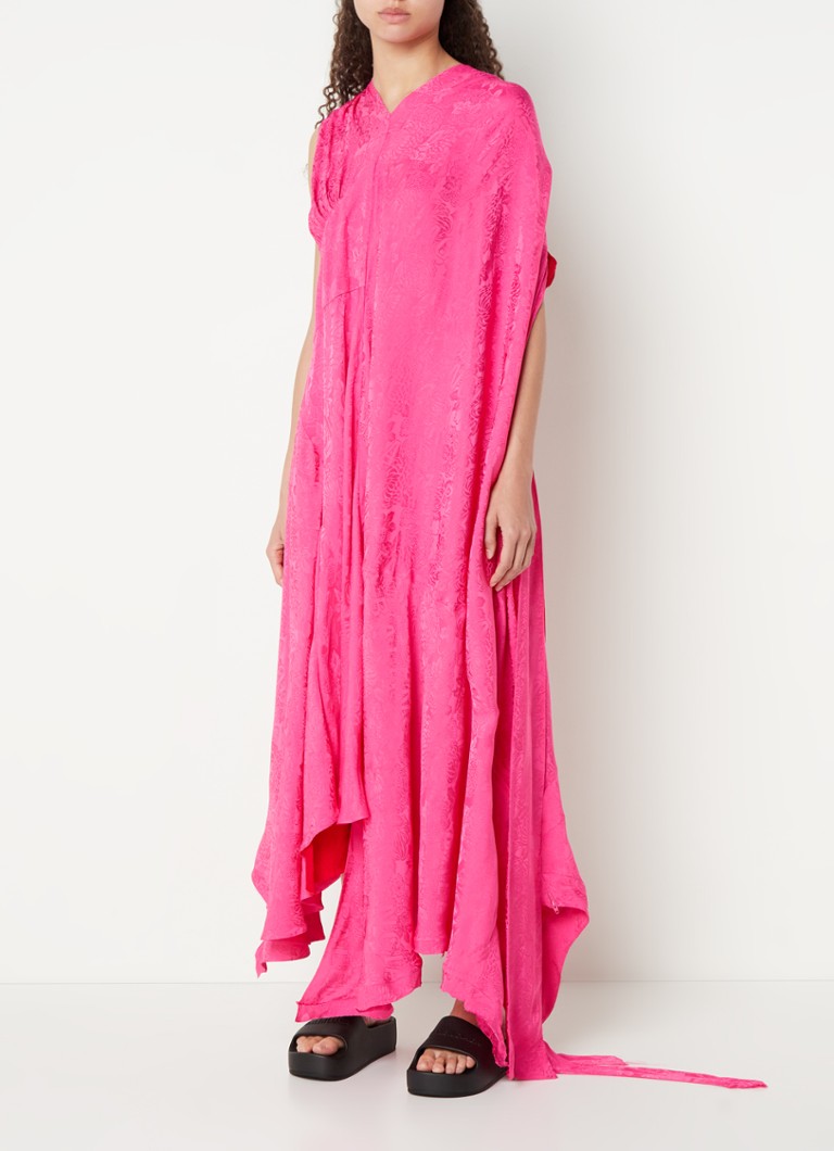 Balenciaga - Maxi jurk met jacquard dessin en asymmetrische zoom - Donkerroze