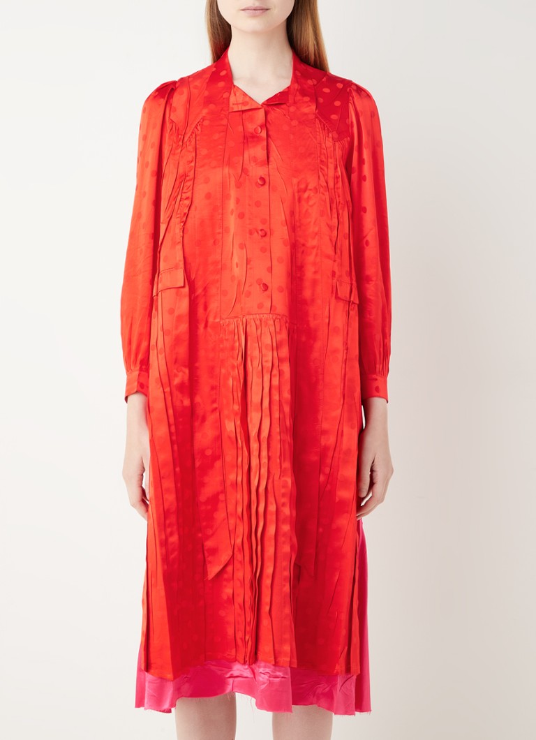 Ontleden Ontwapening wazig Balenciaga Midi blousejurk van zijde met plooi detail • Rood • de Bijenkorf
