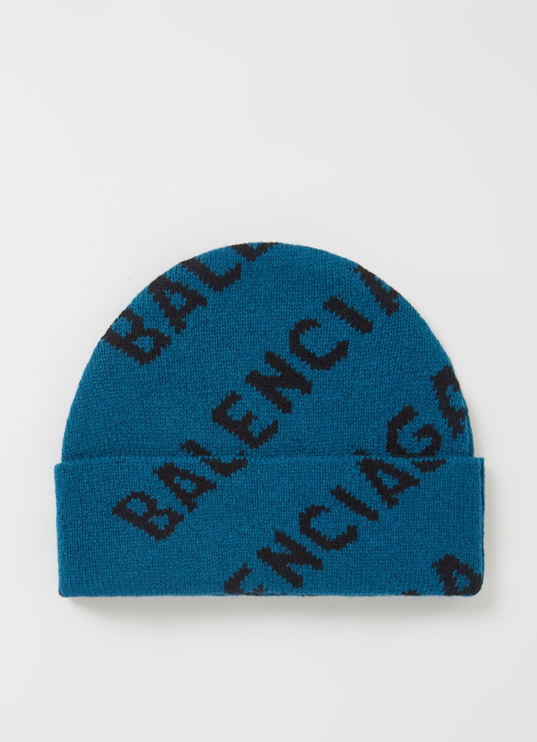 Balenciaga - Muts van wol met logoprint - Petrol