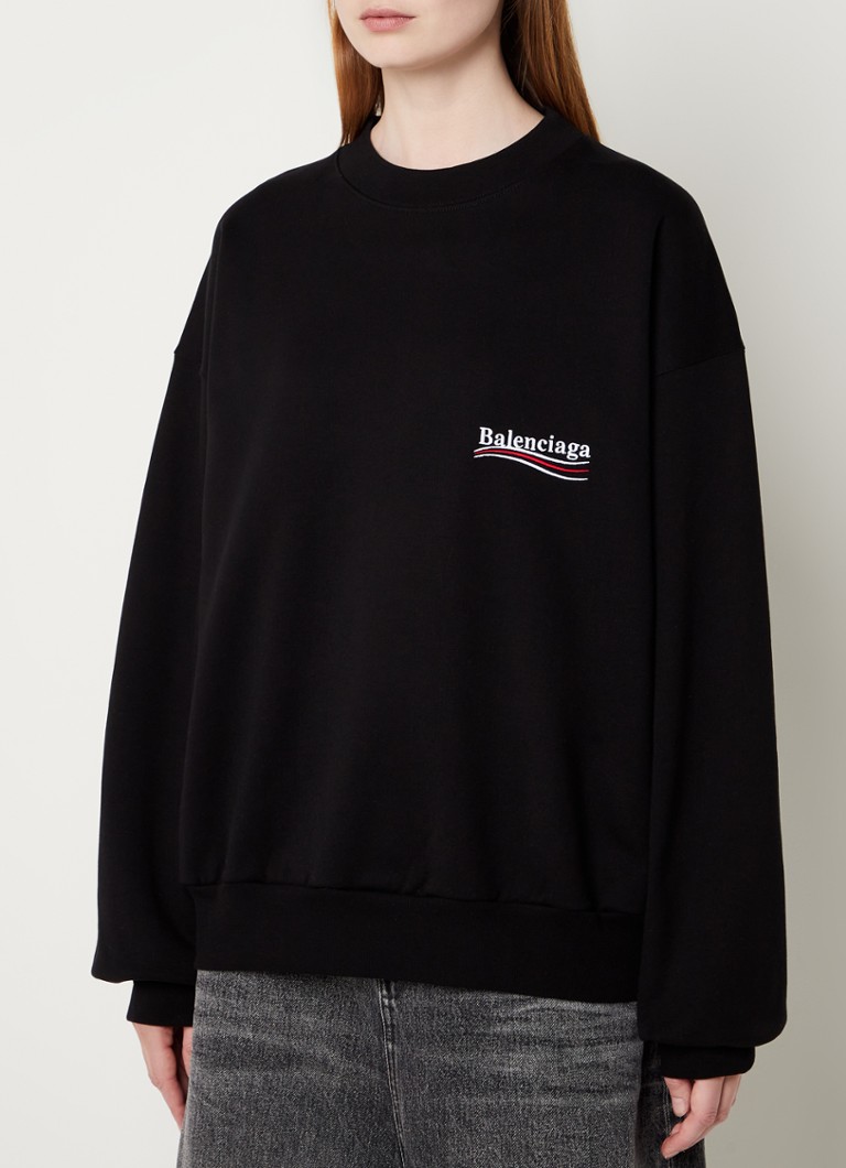 Balenciaga - Oversized sweater met logo- en backprint - Zwart