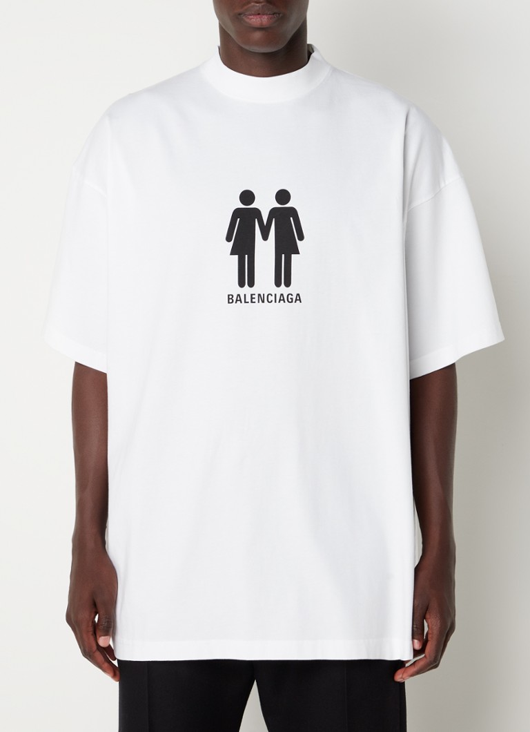 Balenciaga - Oversized T-shirt met logo- en backprint  - Wit