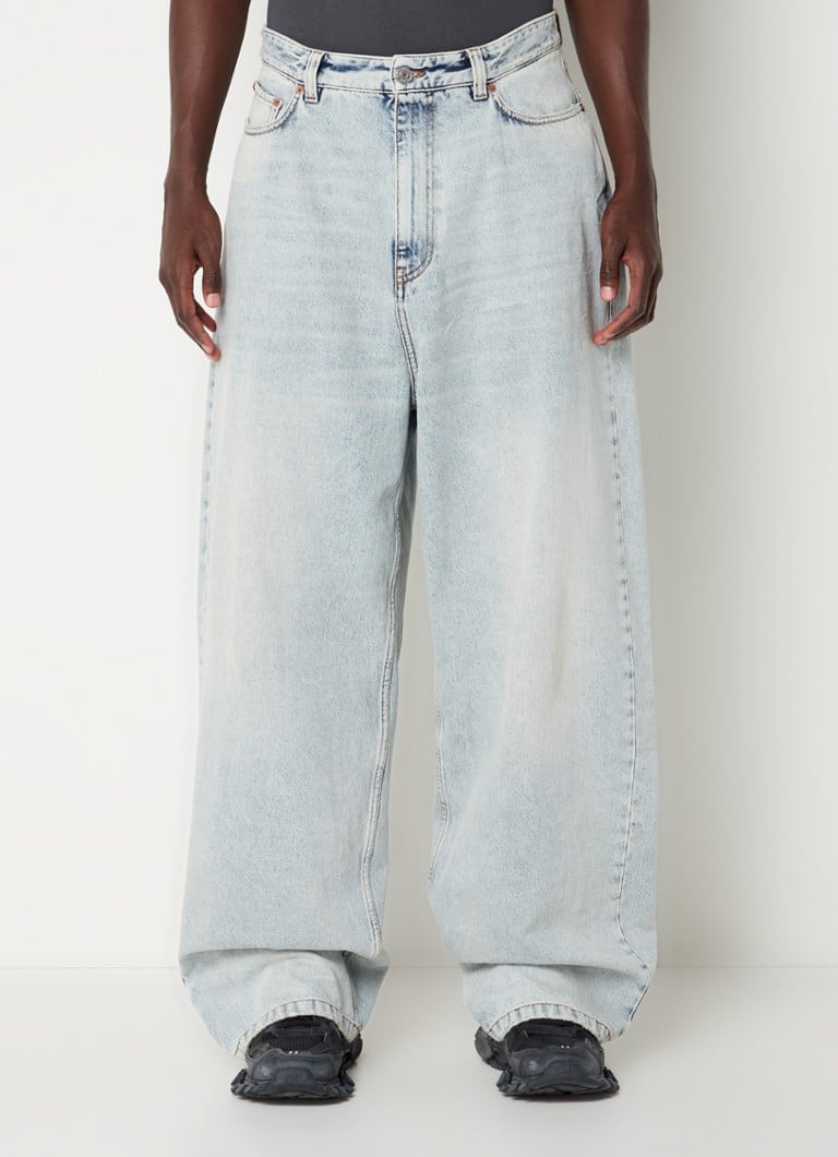 Balenciaga - Oversized wide leg jeans met lichte wassing  - Indigo