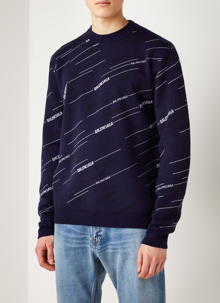 Balenciaga Pullover van wol met ingebreid logopatroon ...