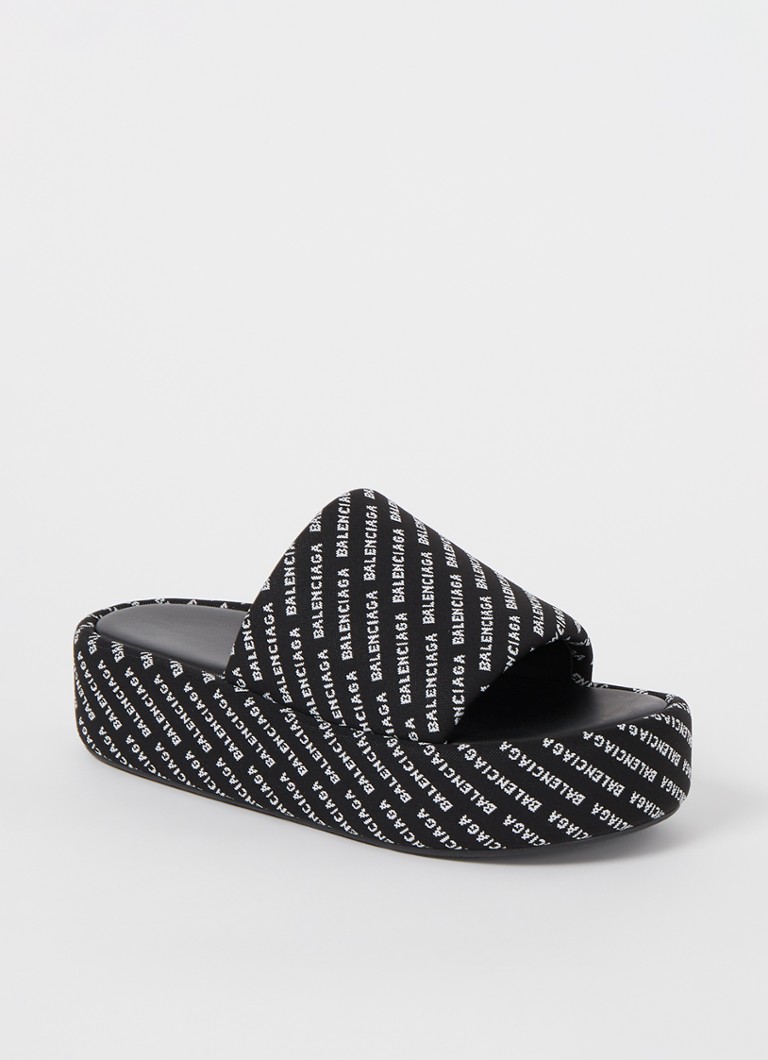 Balenciaga - Rise slipper met logoprint - Zwart