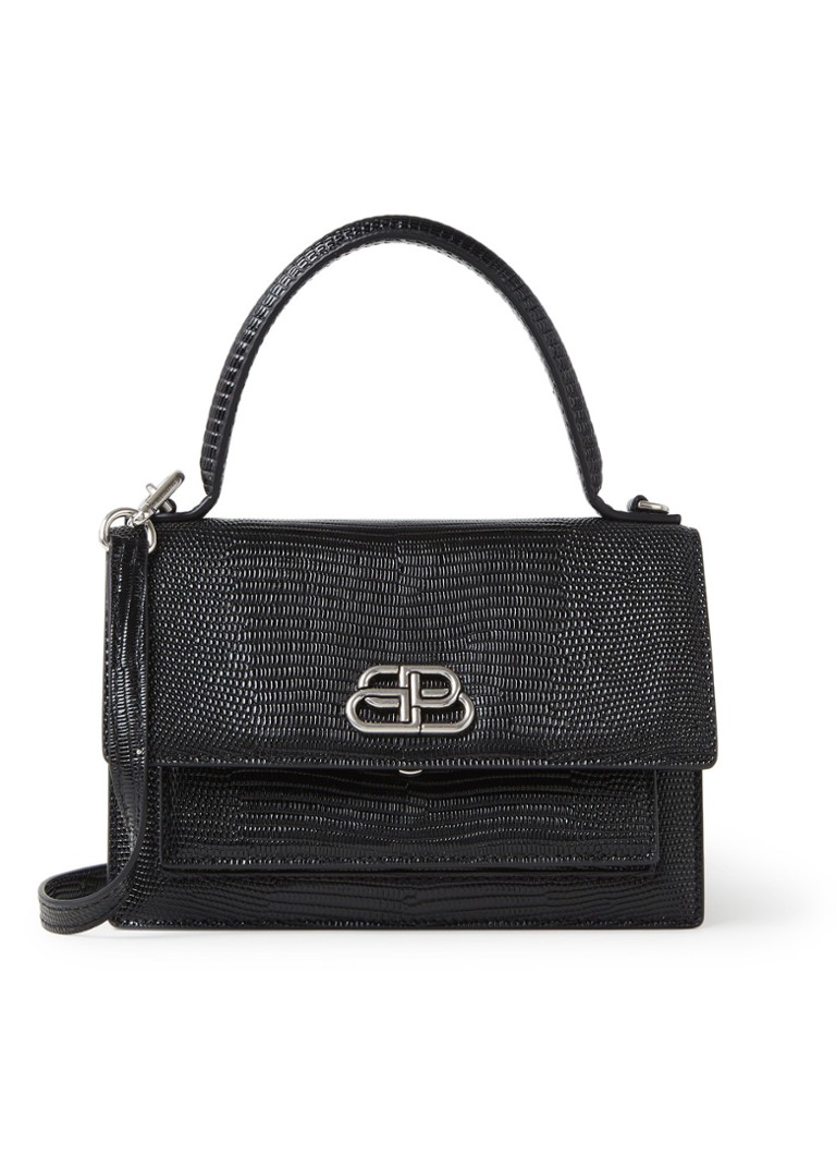Balenciaga Sharp XS handtas van kalfsleer met slangenstructuur • Zwart