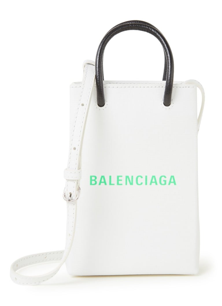 Balenciaga - Shopping Phone Holder crossbodytas van kalfsleer - Gebroken wit