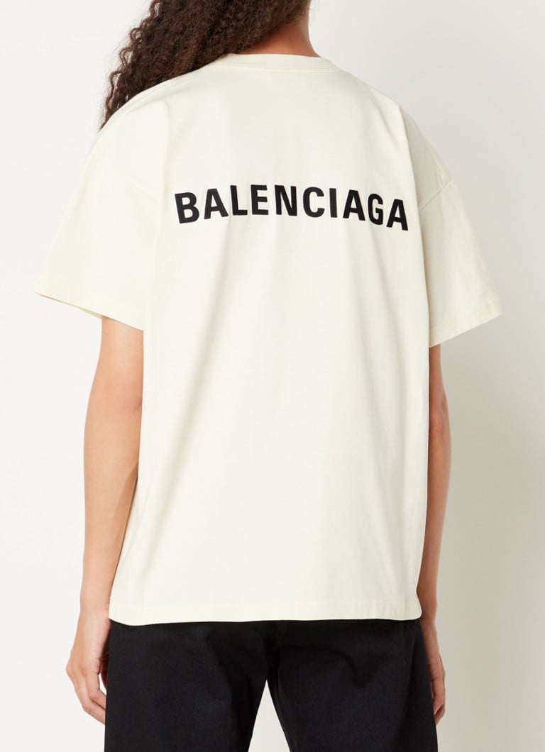 Balenciaga - T-shirt met logoborduring - Creme