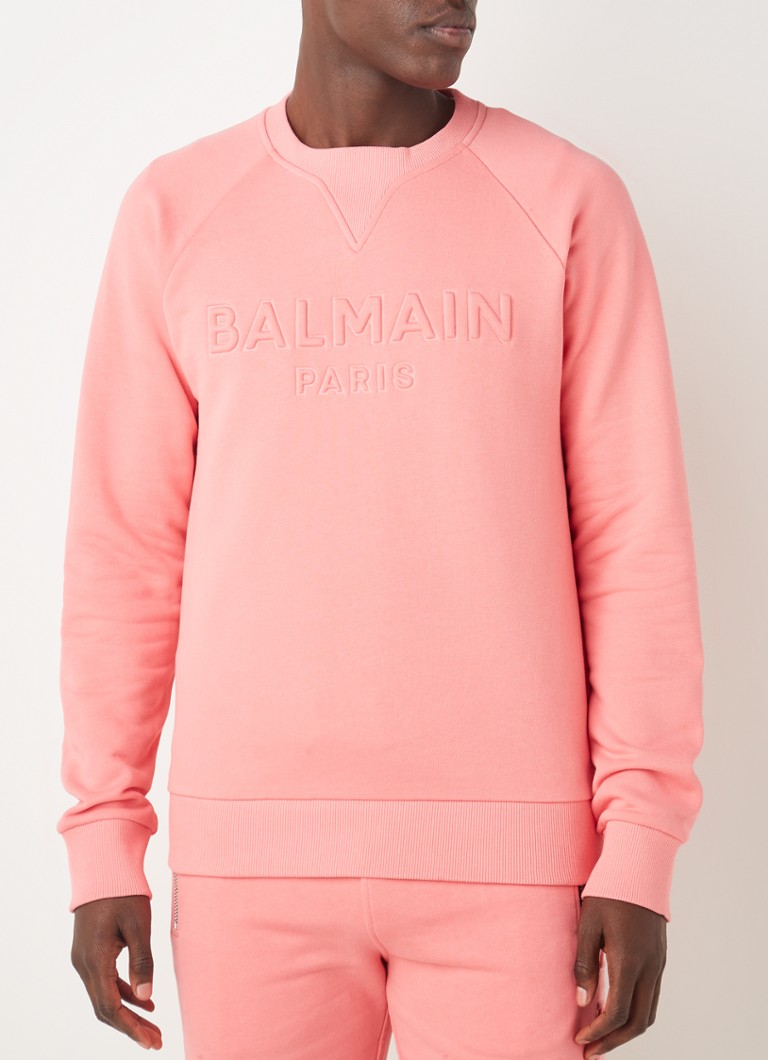 Balmain - Sweater met 3D logoprint - Koraalroze
