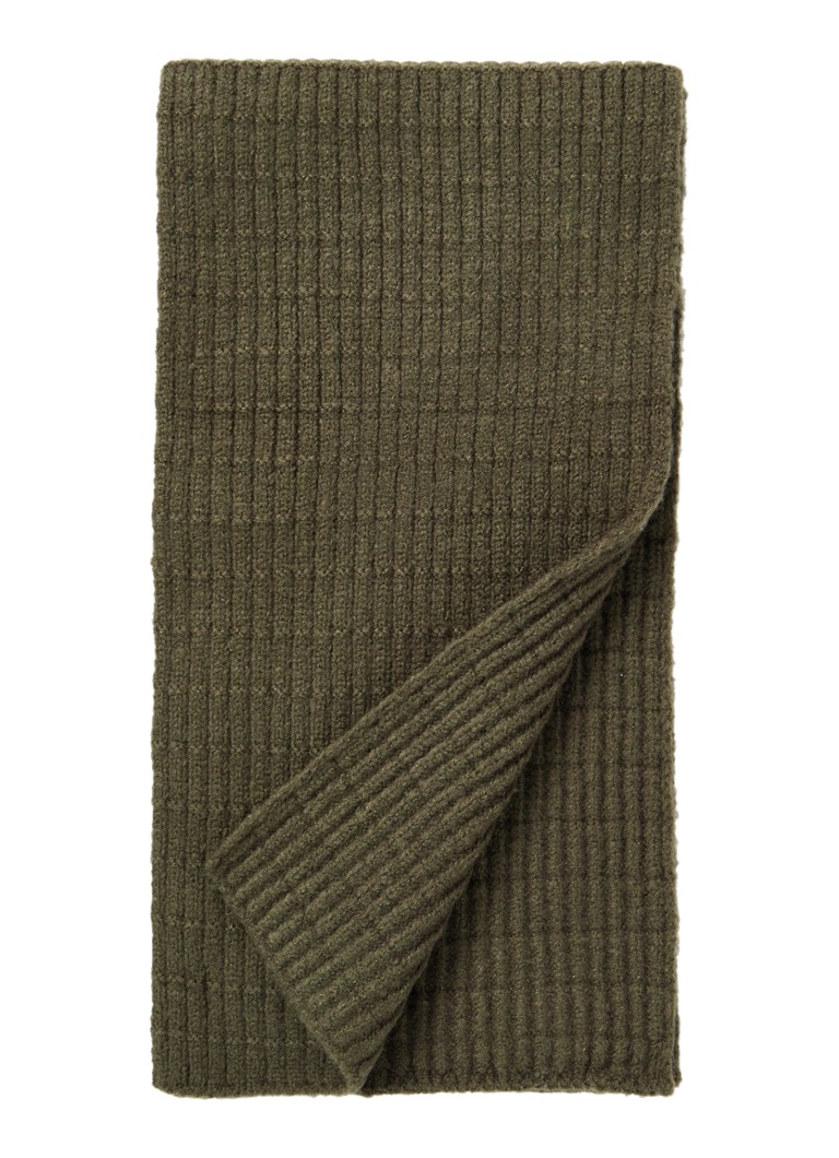 Post impressionisme Onderhoud Mart Barts Varde ribgebreide sjaal 175 x 20 cm • Bronsgroen • de Bijenkorf