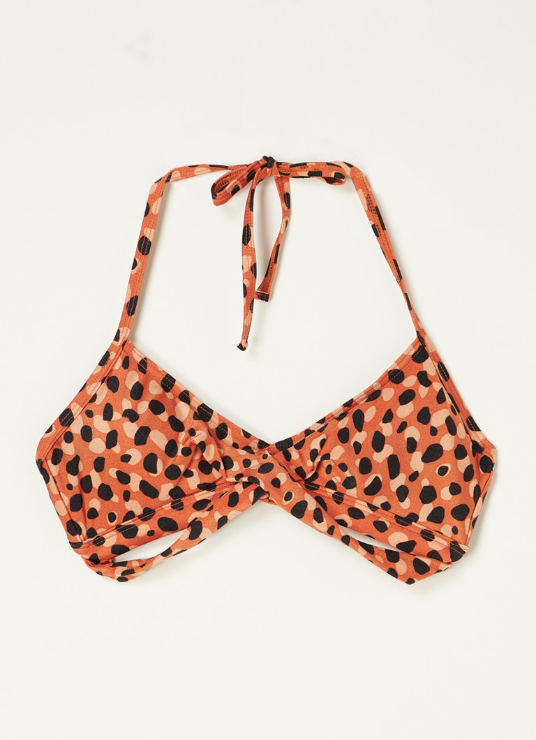Beachlife - Leopard Spots zwemtop met print - Oranje