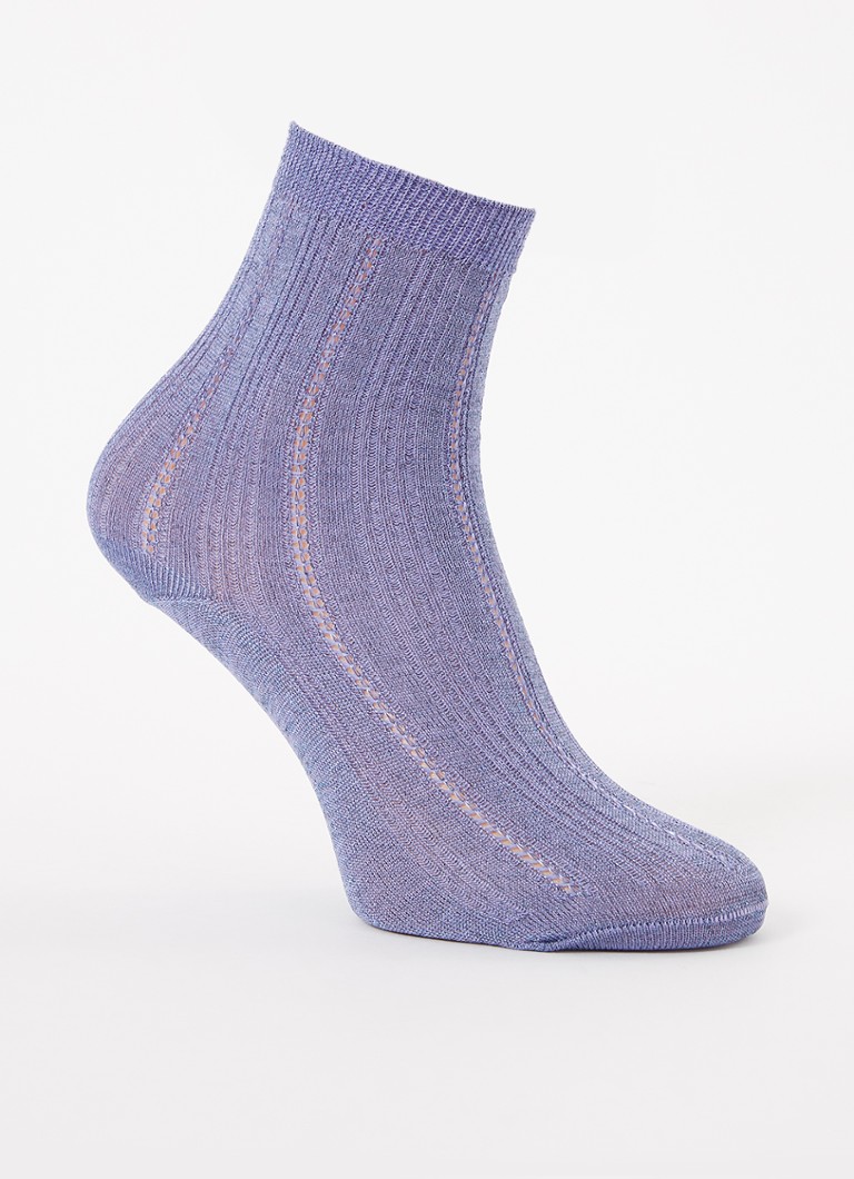 Becksöndergaard - Drake sokken van lurex met opengewerkt dessin  - Lavendel