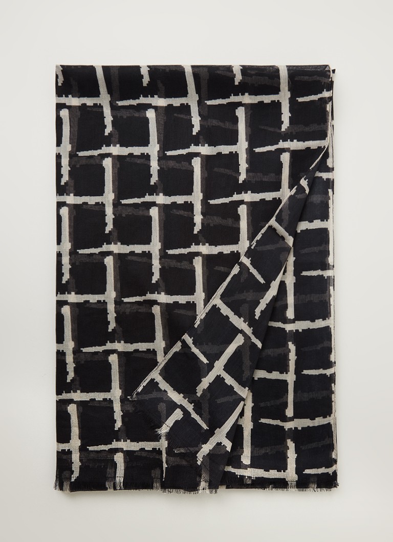 Becksöndergaard - Gridia Como sjaal met print 200 x 100 cm - Zwart