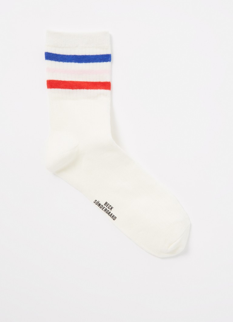 Becksöndergaard - Janis sokken met streepdetail - Gebroken wit