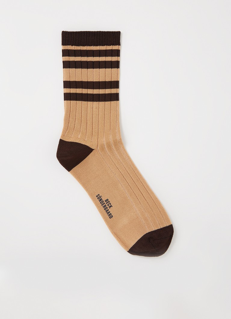 Becksöndergaard - Sportia Rainbird sokken met streepprint - Camel