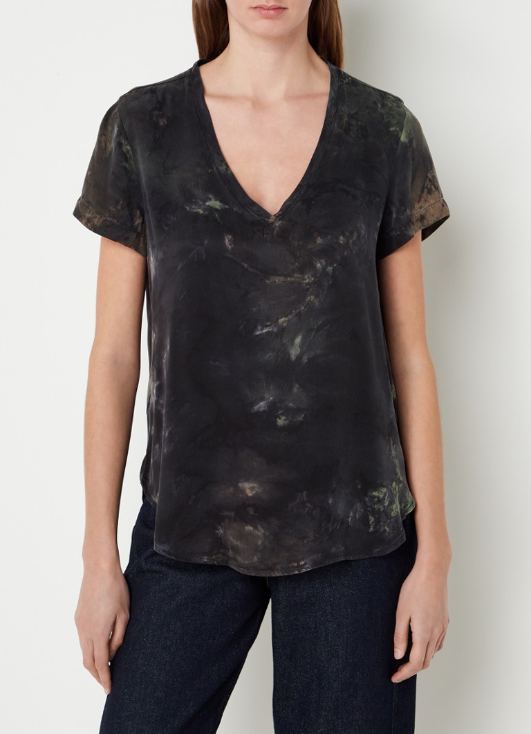 Bella Dahl - T-shirt met V-hals en camouflageprint - Bronsgroen