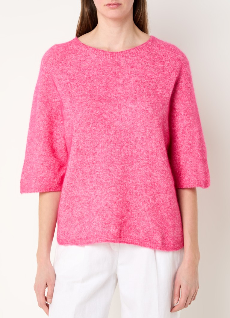 Bellamy - Fijngebreide trui in alpaca wolblend met gemêleerd dessin - Roze