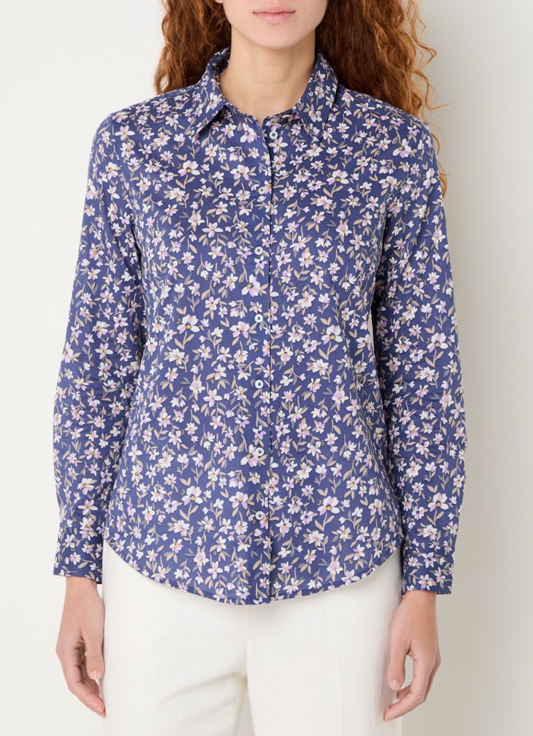 Benetton - Blouse met bloemenprint - Donkerblauw